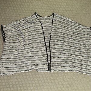 Say What? Women's One Size Fits All Black Grey Short Sleeve Cardigan